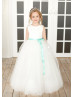 Ivory 3D Flowers Lace Tulle Flower Girl Dress